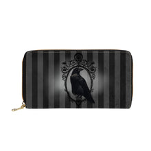 Cargar imagen en el visor de la galería, Nevermore Black Grey Edgar Allan Poe Raven Clutch Purse Wednesday Addams
