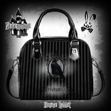 Load image into Gallery viewer, Nevermore Black Grey Edgar Allan Poe Raven Shoulder Crossbody Bag Wednesday Addams
