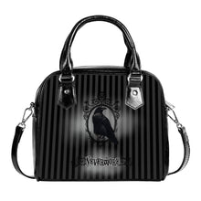 Load image into Gallery viewer, Nevermore Black Grey Edgar Allan Poe Raven Shoulder Crossbody Bag Wednesday Addams
