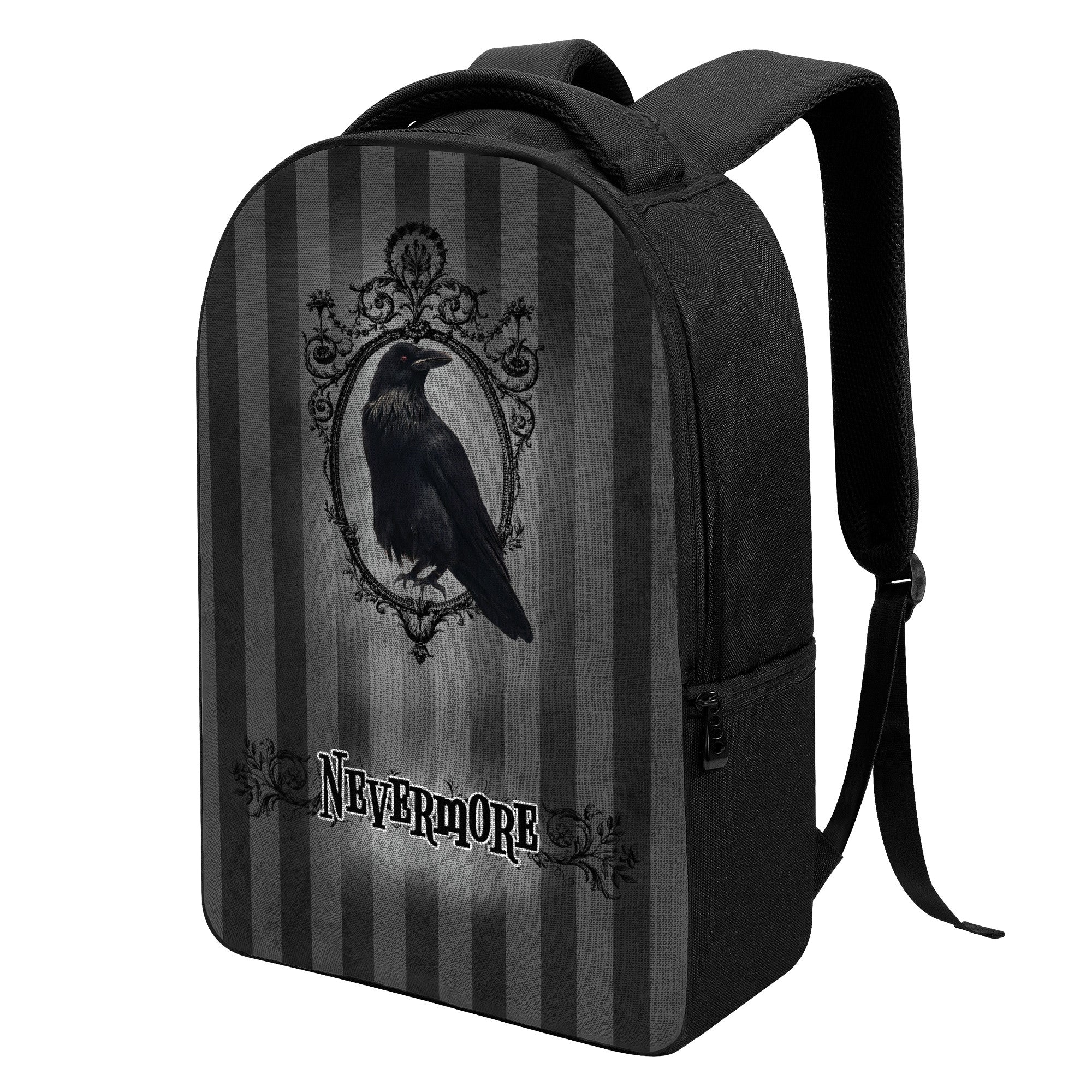 Edgar Backpack Nevermore Black Grey Edgar Allan Poe Raven Laptop Backpack Wednesday A ...