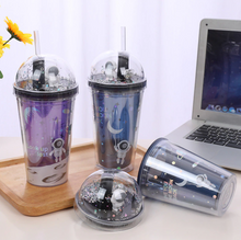 Lade das Bild in den Galerie-Viewer, 380ml 500ml Interstellar Wandering Double Layer Straw Cup Creative Gift Astronaut Plastic Cup Children&#39;s Cute Colorful Water Cup
