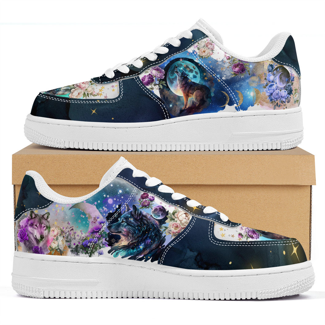 Cosmic Dark Wolf Trainers Summer Galaxy Nebula Moon Christmas UK 3 4 5 6 7 8 9 10 11 Shoe Sneakers Gift