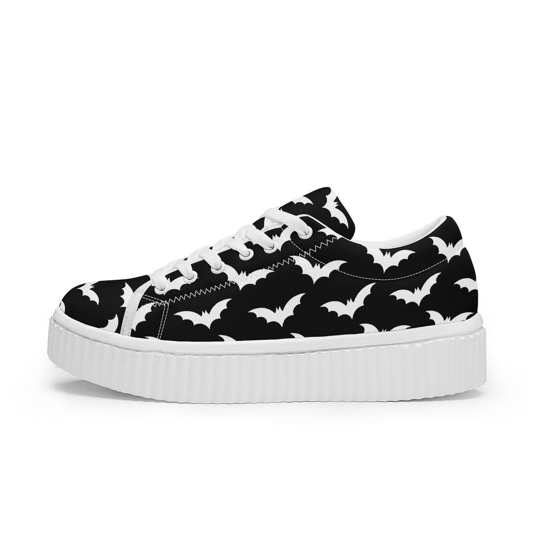 Black & White Bat Canvas Trainers