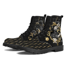 Load image into Gallery viewer, Allure Alice Black Gold and Grey Wonderland Boots
