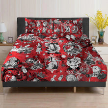 Load image into Gallery viewer, Crimson Red Alice in Wonderland Duvet Covers
