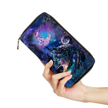 Załaduj obraz do przeglądarki galerii, Cosmic Wolf Gothic Nebula Galaxy Moon Space Celestial star Clutch Wallet Purse Zipper Card Holder Clutch Gift Set For Her Christmas Birthday
