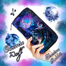 Załaduj obraz do przeglądarki galerii, Cosmic Wolf Gothic Nebula Galaxy Moon Space Celestial star Clutch Wallet Purse Zipper Card Holder Clutch Gift Set For Her Christmas Birthday
