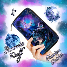 Load image into Gallery viewer, Cosmic Wolf Gothic Nebula Galaxy Moon Space Celestial star Clutch Wallet Purse Zipper Card Holder Clutch Gift Set For Her Christmas Birthday
