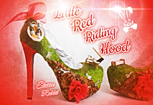 Lade das Bild in den Galerie-Viewer, Little Red Riding Hood Miniature Flower Rose Custom 3D Ribbon Charm Wood Green Glitter Shoe High Heel Size 3 4 5 6 7 8  Platform UK Women
