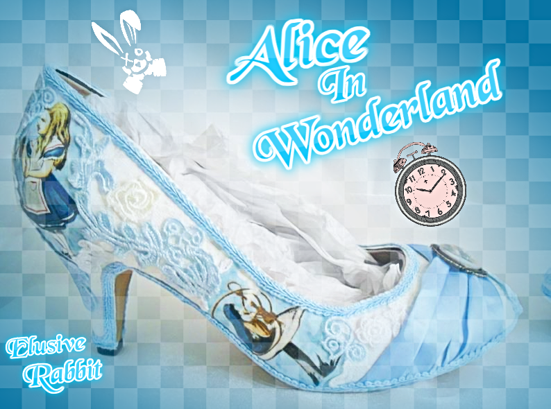 John Tenniel's Classic 1865 Alice In Wonderland Lace Fabric Custom Heel Ribbon Blue Shoe Size 3 4 5 6 7 8 Wedding Bridal Women 3