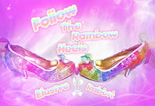 Charger l&#39;image dans la galerie, Rainbow Serenity Kitten heels Wedding Organza Fabric Custom Shoe Low Silver Glitter Prism Brooch Flat Size 3 4 5 6 7 8 Bridal Heel UK Women
