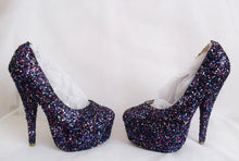 Załaduj obraz do przeglądarki galerii, Galaxy Chunky Glitter Custom Personalized Womens Handmade Glitter Shoe High Heel Stiletto Thin Size 3 4 5 6 7 8 Platform Party Christmas UK
