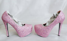 Załaduj obraz do przeglądarki galerii, Candy Pink Chunky Glitter Custom Personalized Womens Handmade Glitter Shoe High Heel Stiletto Thin Size 3 4 5 6 7 8 Platform Party Christmas
