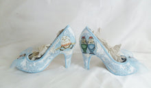 Carica l&#39;immagine nel visualizzatore di Gallery, John Tenniel&#39;s Classic 1865 Alice In Wonderland Lace Fabric Custom Heel Ribbon Blue Shoe Flat Size 3 4 5 6 7 8 Wedding Bridal Heel UK Women
