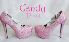 Carica l&#39;immagine nel visualizzatore di Gallery, Candy Pink Chunky Glitter Custom Personalized Womens Handmade Glitter Shoe High Heel Stiletto Thin Size 3 4 5 6 7 8 Platform Party Christmas
