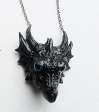 Load image into Gallery viewer, Dragon Head Necklace Custom Hand Sculpt Paint Black Multicolour Adjustable Mens Womens Unisex Jewelry Goth Gothic rockabilly alternative
