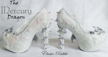 Załaduj obraz do przeglądarki galerii, The Mercury Dragon Heels Custom Hand Sculpt Kraken Shoe Size 3 4 5 6 7 8  High Wedge Fantasy Mythical Bridal Wedding Alternative White Lace
