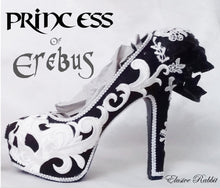 Charger l&#39;image dans la galerie, Princess of Erebus Heels PoE Bridal Gothic lace Skull Goth Wedding Custom Shoe Size 3 4 5 6 7 8 Halloween Alternative Kraken Cosplay
