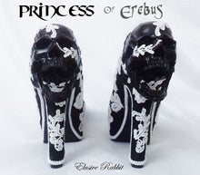 Charger l&#39;image dans la galerie, Princess of Erebus Heels PoE Bridal Gothic lace Skull Goth Wedding Custom Shoe Size 3 4 5 6 7 8 Halloween Alternative Kraken Cosplay
