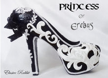 Load image into Gallery viewer, Princess of Erebus Heels PoE Bridal Gothic lace Skull Goth Wedding Custom Shoe Size 3 4 5 6 7 8 Halloween Alternative Kraken Cosplay
