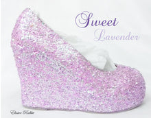 Cargar imagen en el visor de la galería, Lilac Lavender Bridal  Chunky Glitter Wedding Custom Personalized Women Peep Toe Glitter Shoe High Heel Stiletto Thin Size 3 4 5 6 7 8
