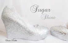 Załaduj obraz do przeglądarki galerii, Sugar Shine Silver Womens Handmade Glitter Shoe High Heel Wedge Pointed Pointy Toe Size 3 4 5 6 7 8 All Colours Platform Party Christmas UK
