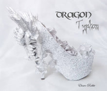 Lade das Bild in den Galerie-Viewer, Dragon Typhon Heels White crystal Quartz Diamond Custom Hand Sculpt Kraken Shoe Size 3 4 5 6 7 8 Glitter Fantasy Mythical Bridal Wedding
