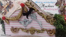Load image into Gallery viewer, Alice in wonderland Muchier Muchness Heels Regal Baroque Gold Pink Vintage Wedge Stripe Shoe Size 3 4 5 6 7 8 Wedding Bridal Heel Women
