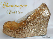 Cargar imagen en el visor de la galería, Champagne Gold Bridal Chunky Glitter Wedding Custom Personalized Women Peep Toe Glitter Shoe High Heel Stiletto Thin Size 3 4 5 6 7 8 Sand
