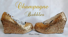 Carica l&#39;immagine nel visualizzatore di Gallery, Champagne Gold Bridal Chunky Glitter Wedding Custom Personalized Women Peep Toe Glitter Shoe High Heel Stiletto Thin Size 3 4 5 6 7 8 Sand
