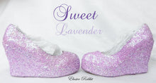 Lade das Bild in den Galerie-Viewer, Lilac Lavender Bridal  Chunky Glitter Wedding Custom Personalized Women Peep Toe Glitter Shoe High Heel Stiletto Thin Size 3 4 5 6 7 8
