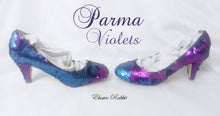 Carica l&#39;immagine nel visualizzatore di Gallery, Parma Violets Blue Purple Scales Mermaid Reversible Sequin Fabric Heels Custom Personalized Shoe High Size 3 4 5 6 7 8 Platform Party Pride

