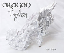 Load image into Gallery viewer, Dragon Typhon Heels White crystal Quartz Diamond Custom Hand Sculpt Kraken Shoe Size 3 4 5 6 7 8 Glitter Fantasy Mythical Bridal Wedding
