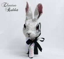 Load image into Gallery viewer, Elusive Rabbit Heels White Pink Mad hatter Sequin Reversible Custom Hand Sculpt Kraken Shoe Size 3 4 5 6 7 8  Mythical Bridal Wedding bunny
