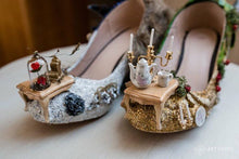 Załaduj obraz do przeglądarki galerii, 1740 La Belle et la Bête Heels English translation: Beauty and the Beast Wedding Bridal Custom Hand Sculpt Shoe Size 3 4 5 6 7 8  High Wedge
