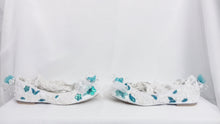 Lade das Bild in den Galerie-Viewer, Aphrodite Flats Bridal Wedding Lace Teal White Fabric Custom Glitter Floral Bead Pearl Multicolour Shoes Size 3 4 5 6 7 8 Womens
