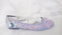 Cargar imagen en el visor de la galería, John Tenniel Classic 1865 Alice In Wonderland Sequin Glitter Lace Fabric Custom Dolly Ribbon Purple Shoe Flat Size 3 4 5 6 7 8 Weddin Bridal

