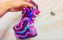 Load image into Gallery viewer, Kraken Chaos Diamond Treasure Heels Custom Hand Sculpt Paint Shoe Size 3 4 5 6 7 8  High Wedge Sea  Creature Monster Mythical Octopus Squid
