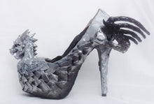 Załaduj obraz do przeglądarki galerii, The Misty Dragon Heels Custom Hand Sculpt Paint Shoe Size 3 4 5 6 7 8  High Wedge Fantasy Mythical Bridal Wedding Alternative White Scales
