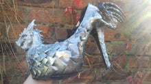 Załaduj obraz do przeglądarki galerii, The Misty Dragon Heels Custom Hand Sculpt Paint Shoe Size 3 4 5 6 7 8  High Wedge Fantasy Mythical Bridal Wedding Alternative White Scales
