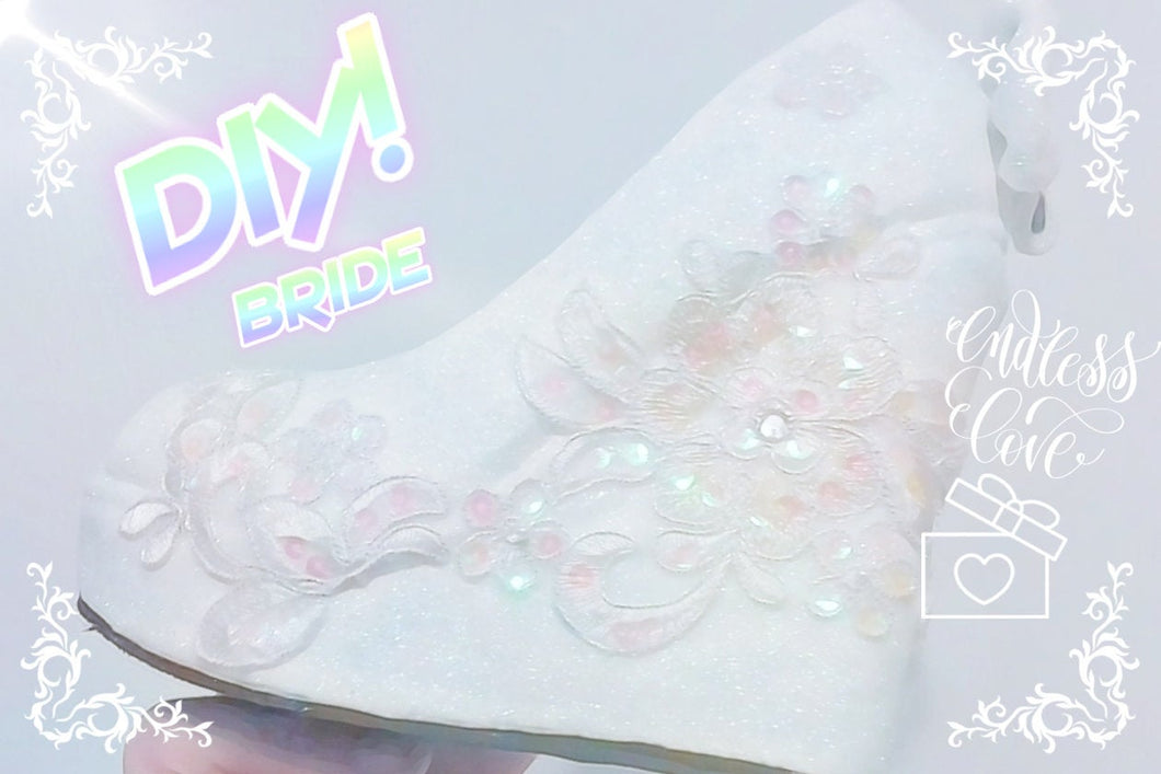 DIY Bride Lace Glitter Heels Make your Own Starter Kit Shoes Wedding Christmas Custom Gift Set Box Keepsake Favour Bridesmaid Budget Goth