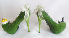 Carica l&#39;immagine nel visualizzatore di Gallery, Fairy Garden Miniature Faerie Mushroom Flower Rose Dust Blue Pink Custom Green Glitter Shoe High Heel Size 3 4 5 6 7 8  Platform UK Women
