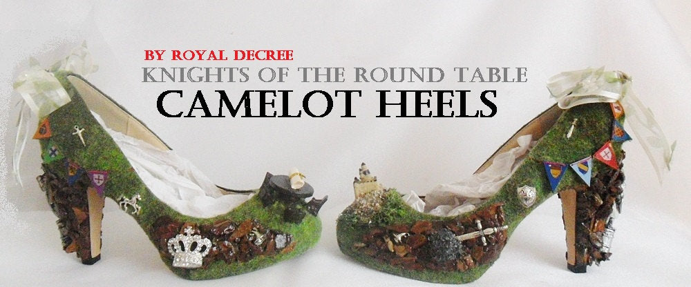 Camelot Heels KIng Arthur Round Table Legend Castle Medieval Dragon Shoe Custom High Mid Low Size 3 4 5 6 7 8 Platform Merlin Fantasy Sword