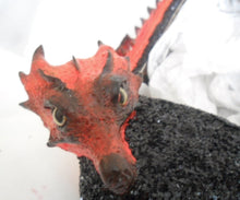 Załaduj obraz do przeglądarki galerii, Lava Dragon Heels Scales Custom Hand Sculpt Paint Red Black Shoe Size 3 4 5 6 7 8  High Platform Monster Kraken octopus Wings Winged elusive
