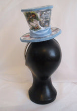 Load image into Gallery viewer, John Tenniel&#39;s Classic 1865 Alice In Wonderland Decoupage Custom Personalised Women Top Hat Mini Blue  Paper Tea Party Wedding Bridal UK
