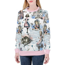 Load image into Gallery viewer, Alice in Wonderland Pastel Pink &amp; White Sweathshirt Jumper
