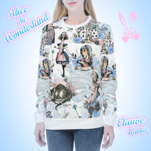 Load image into Gallery viewer, Alice in Wonderland Dusky Blue &amp; White Sweathshirt Jumper
