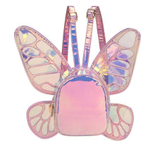 Cargar imagen en el visor de la galería, Fashion Women&#39;s Laser Holographic Leather Mini Backpack Butterfly Angel Wings Daypack for Girls Travel Casual Daypack School Bag

