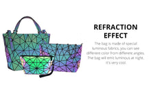 Załaduj obraz do przeglądarki galerii, Women Handbags 3 Pcs Bag Set Crossbody Bags For Women Geometric Luminous Shoulder Bag Female Purse And Handbag Tote Holographic
