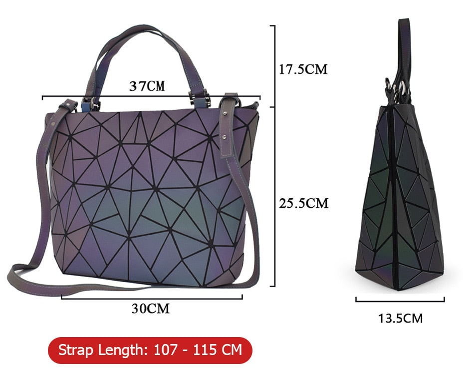 Multicolor Polyester Geometric Luminous Tote bao bao Bag, Size/Dimension:  43 cm X 26 cm at Rs 675 in Mumbai
